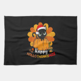 Thanksgiving Kitchen Towels, Cat Turkey Printed Towel Dish Towels