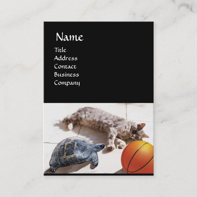CAT ,TURTLE  AND BASKETBALL BUSINESS CARD (Front)