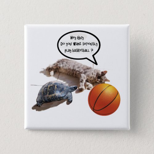 CAT TURTLE AND BASKETBALL BUTTON