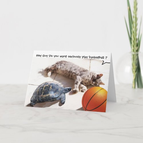 CAT TURTLE  AND BASKETBALL CARD