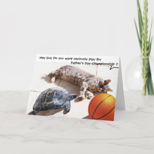 CAT TURTLE  AND BASKETBALL Fathers Day Card