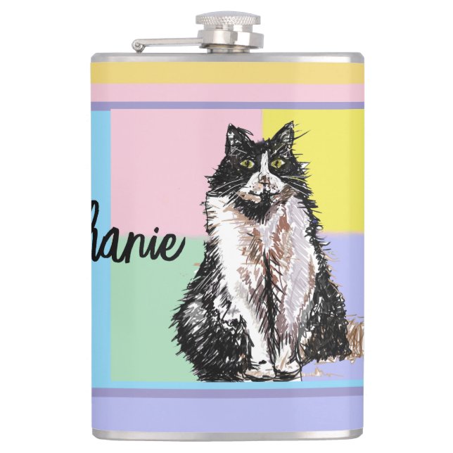 Cat Tuxedo Pastel Cats Womens Pastel Colors Flask (Front)