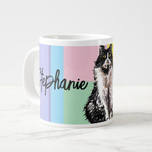 Cat Tuxedo Pastel Cats Womens Pastel Colors Giant Coffee Mug