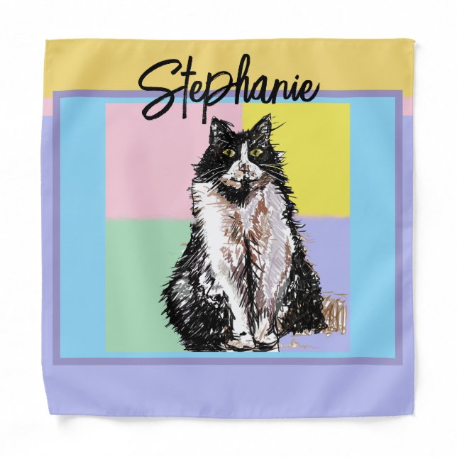 Cat Tuxedo Pastel Cats Womens Pastel Girls Pet Bandana (Front)