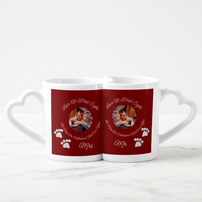 Cat Two Photo Mr & Mrs Love Specialty Mug (Front Nesting)