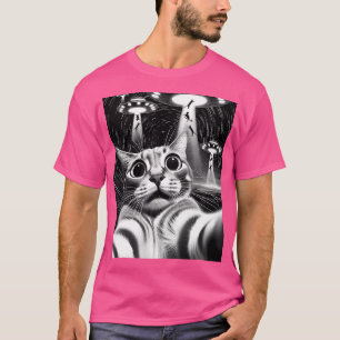 Cat Ufo Invasion  Funny Cat Meme Retro Alien Cat U T-Shirt