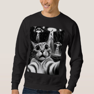 Cat UFO Invasion Funny Cat Meme Retro Alien Cat UF Sweatshirt