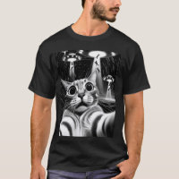 Cat UFO Invasion Funny Cat Meme Retro Alien Cat UF