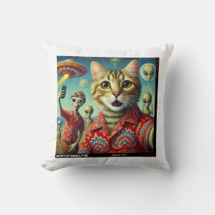 Cat UFO Selfie: Gift From The Kitten #01 Throw Pillow