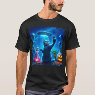Cat UFO Selfie: Green Alien #7 T-Shirt