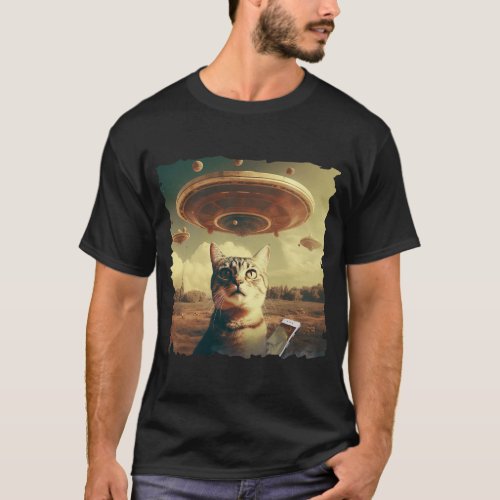 Cat UFO Selfie Invasion  Gentlemen Tshirt 2
