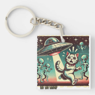 Cat UFO Selfie: Vintage Invasion #02 Keychain