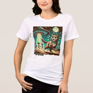 Cat UFO Selfie: Vintage Invasion (Women's T-shirt) Tri-Blend Shirt