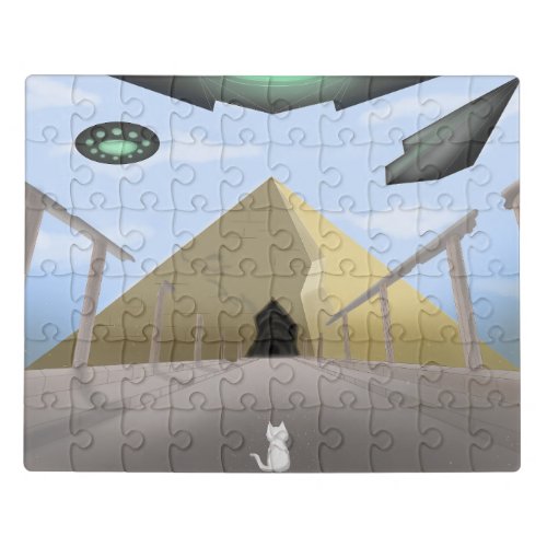 Cat_UFOs_Pyramid Jigsaw Puzzle