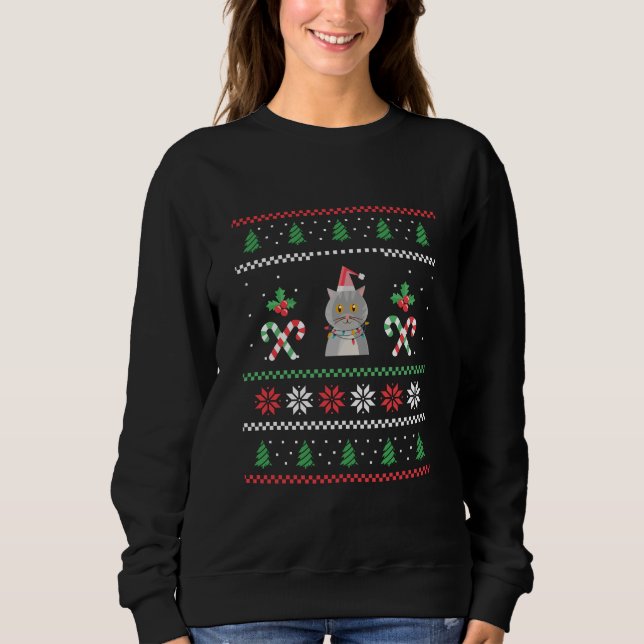 Cat Ugly Christmas Sweatshirt (Front)