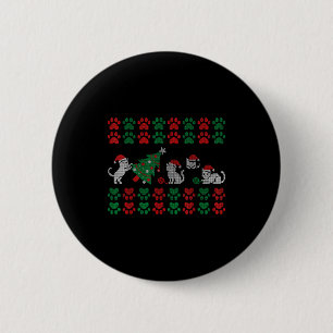 Cat Ugly Sweater Pattern Christmas Knitting  Button