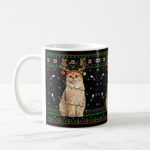 Cat Ugly Xmas Sweater Lighting Santa Cat Christmas Coffee Mug