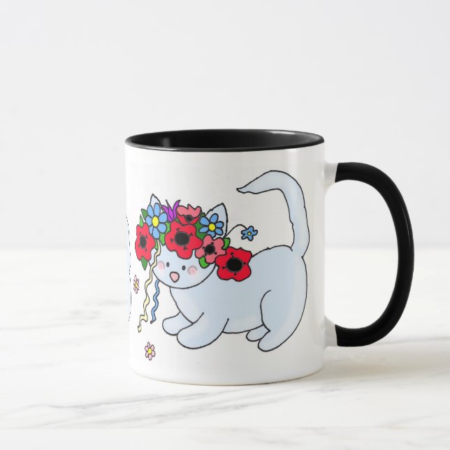 Cat Ukrainian Folk Art Mug (Right)