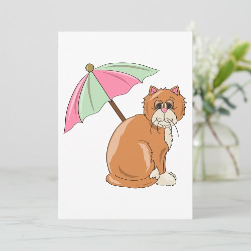 Cat Under An Umbrella Invitation