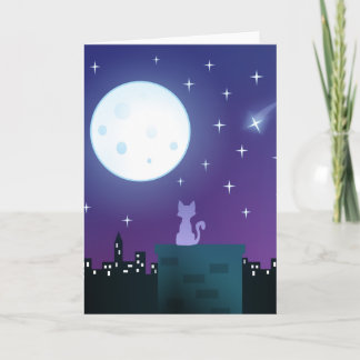 Cat Under the Moonlight Card