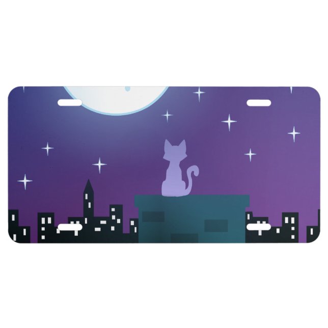 Cat Under The Moonlight License Plate (Front)