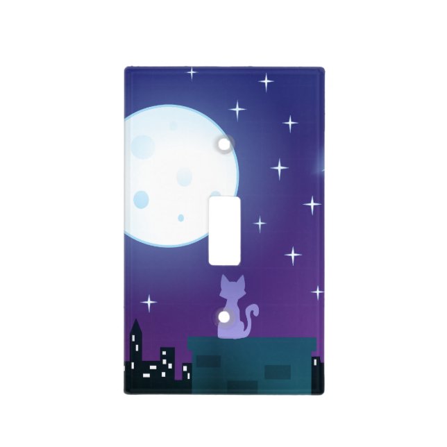 Cat Under The Moonlight Light Switch Cover (Front)