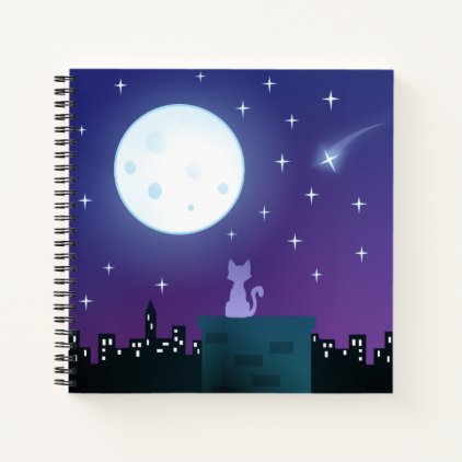 Cat Under The Moonlight Notebook