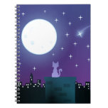 Cat Under The Moonlight Notebook at Zazzle