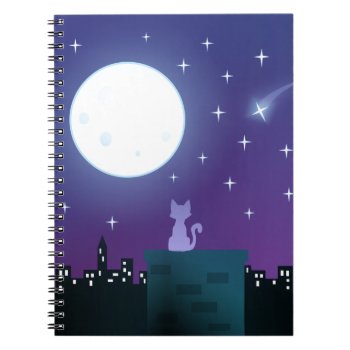 Cat Under The Moonlight Notebook by SakuraDragon at Zazzle