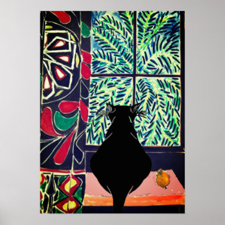 Cat Under Window, after Matisse Poster