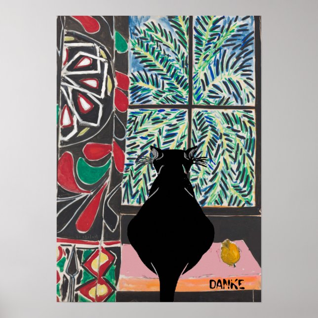 Cat Under Window, DANKE, edit text Poster (Front)