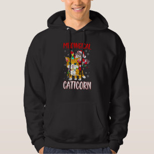 Cat Unicorn Caticorn Cat Santa Christmas Lights Xm Hoodie