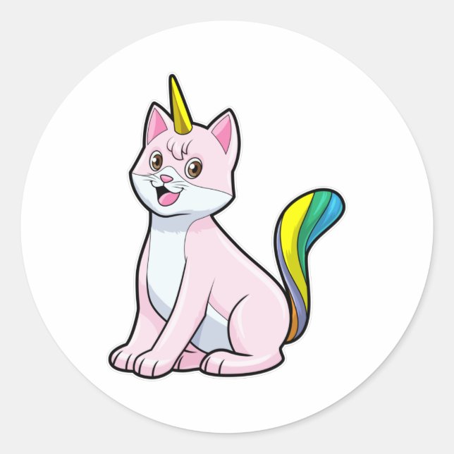 Cat Unicorn Classic Round Sticker (Front)
