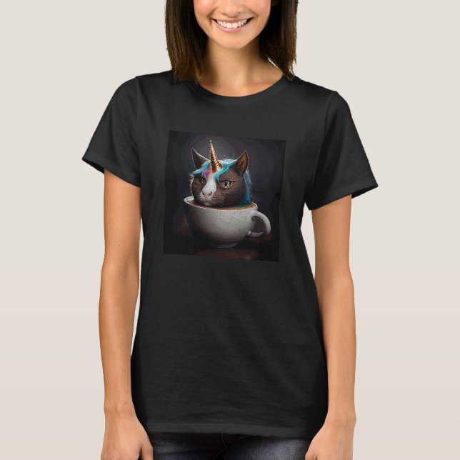 Cat Unicorn Coffee T-Shirt (Front)