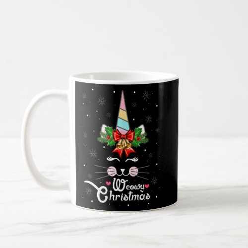 Cat Unicorn Cute Face Christmas Tree Snow Kitten C Coffee Mug