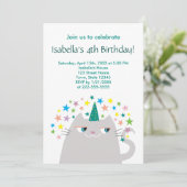Cat Unicorn Cute Girl's Birthday Invitation | Zazzle