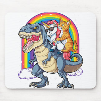 Cat Unicorn Dinosaur T rex Kitten lover Mouse Pad