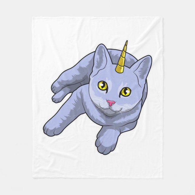Cat Unicorn Fleece Blanket (Front)