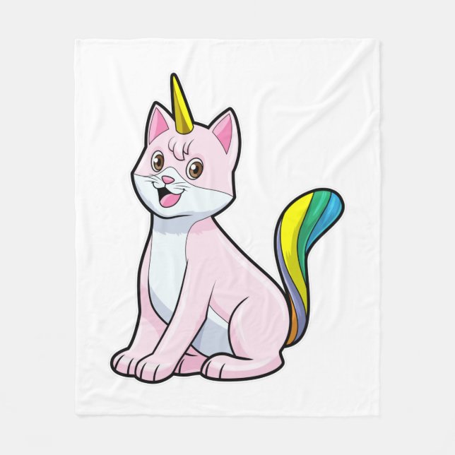 Cat Unicorn Fleece Blanket (Front)