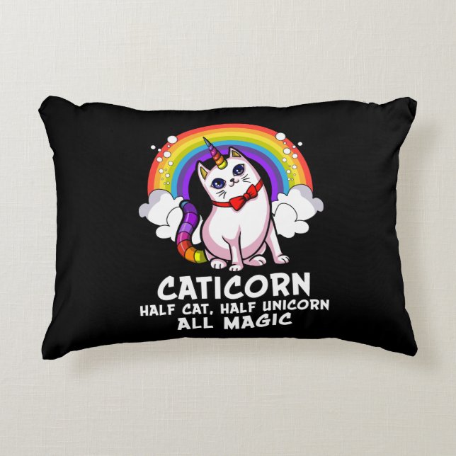 Cat Unicorn Magical Caticorn Kitten Rainbow Pet Accent Pillow (Front)