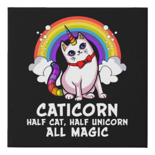 Cat Unicorn Magical Caticorn Kitten Rainbow Pet Faux Canvas Print