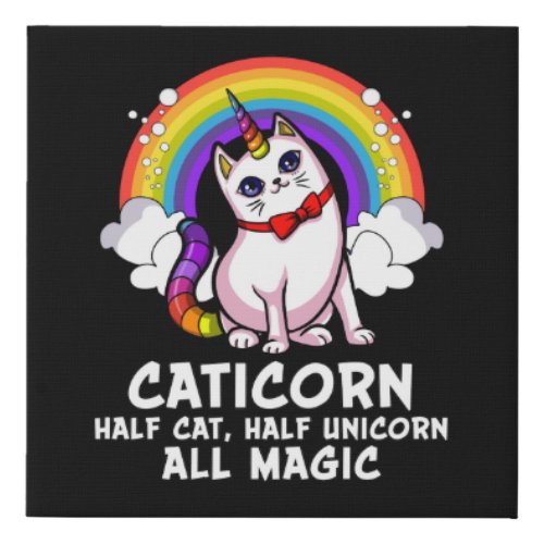 Cat Unicorn Magical Caticorn Kitten Rainbow Pet Faux Canvas Print