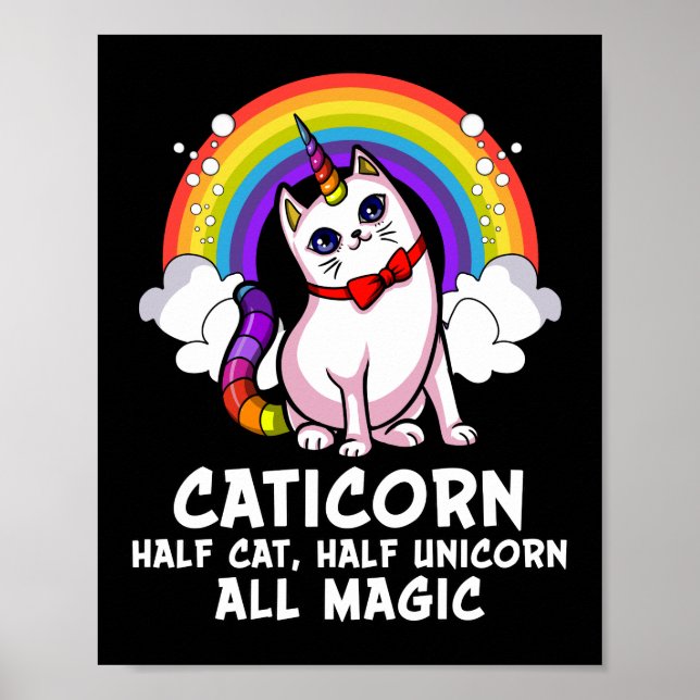 Cat Unicorn Magical Caticorn Kitten Rainbow Pet Poster (Front)