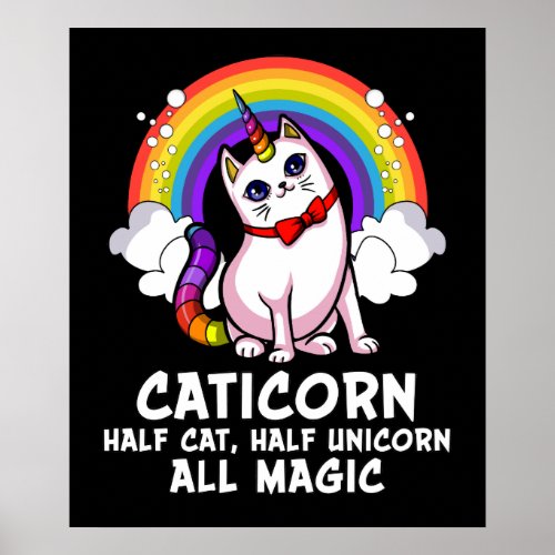 Cat Unicorn Magical Caticorn Kitten Rainbow Pet Poster