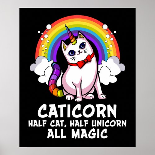 Cat Unicorn Magical Caticorn Kitten Rainbow Pet Poster