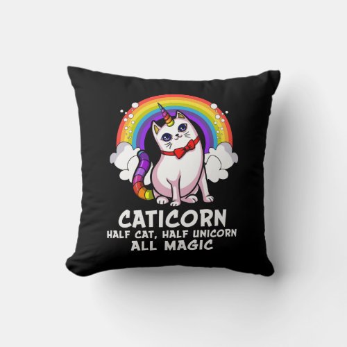 Cat Unicorn Magical Caticorn Kitten Rainbow Pet Throw Pillow