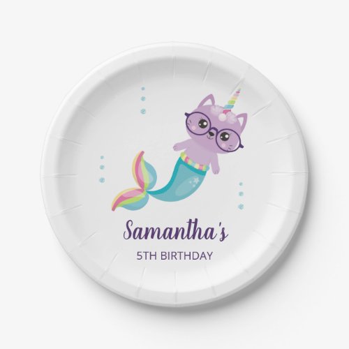 Cat Unicorn Mermaid Under the Sea Birthday Party Paper Plates