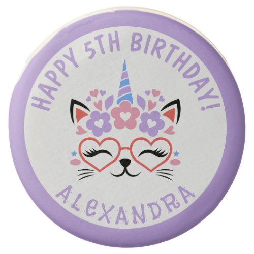 Cat Unicorn Name Purple Pink Girl Birthday Party Chocolate Covered Oreo