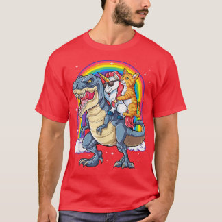 Cat Unicorn Riding-Dinosaur T rex Kitten Lover Spa T-Shirt