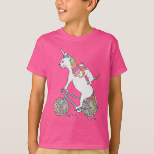 Cat Unicorn Riding Unicorn Cat Who Is Riding Bike T-Shirt
